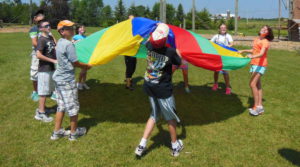 little league with a parachute