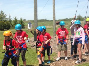 participants getting ready to do the flying squirrel