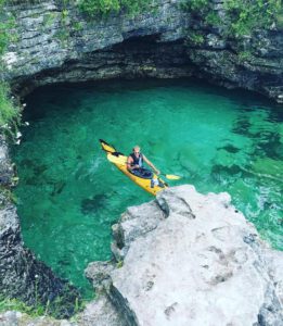 kayaking in a cave