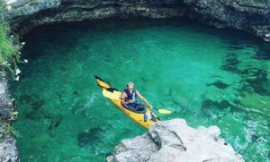 kayak in a cave