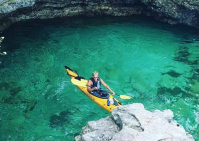 kayak in a cave
