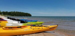 kayaks on beach