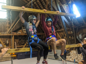 two people climbing the giants ladder