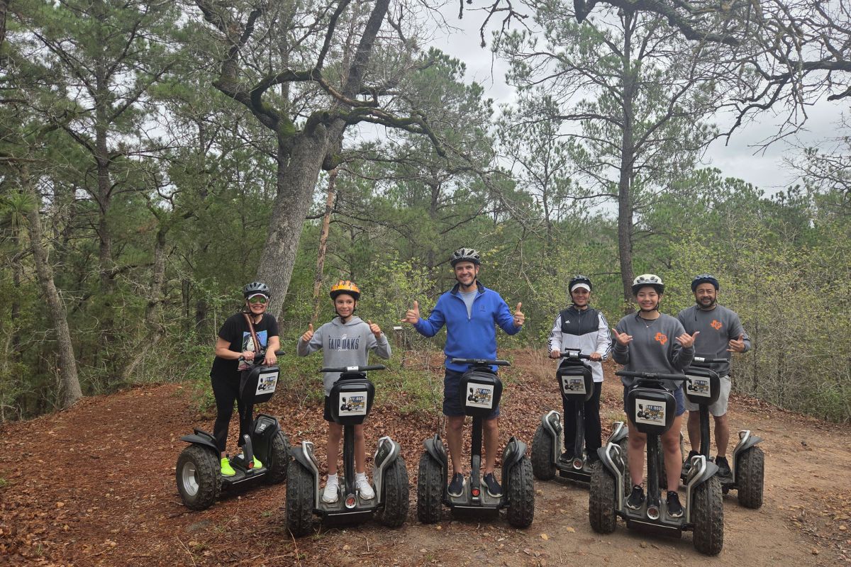 Diverse group of people on Segways in Door County