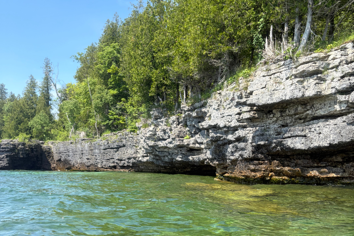 View from our kayak tour at White Fish Dunes State Park and Cave Point County Park